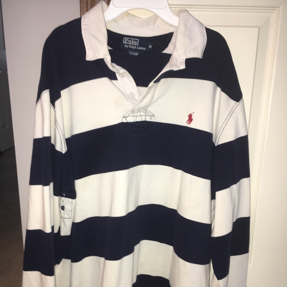 Polo Ralph Lauren blue and white long sleeve shirt